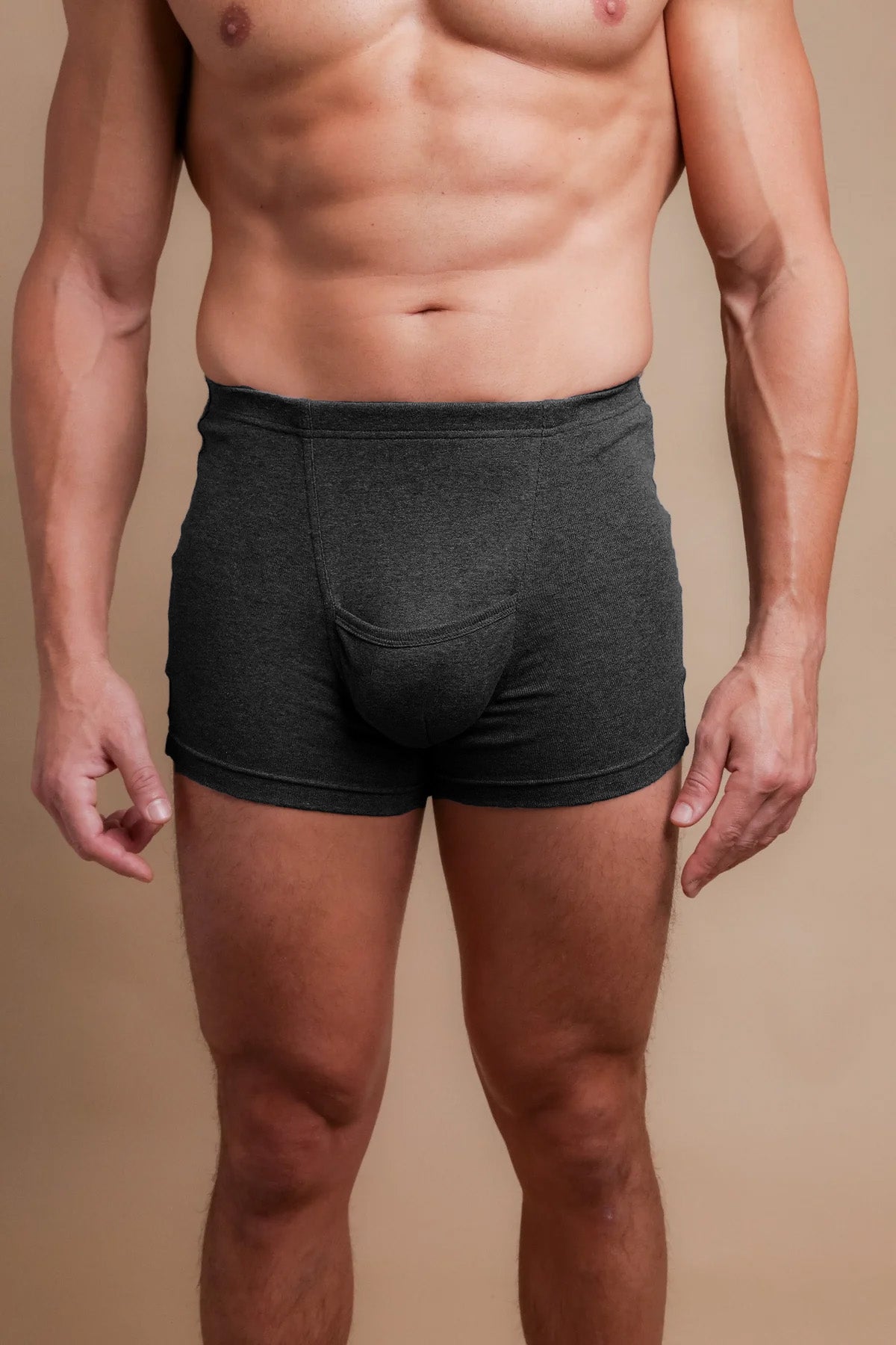 Men's Rib Elasticized Boxer Brief with Fly