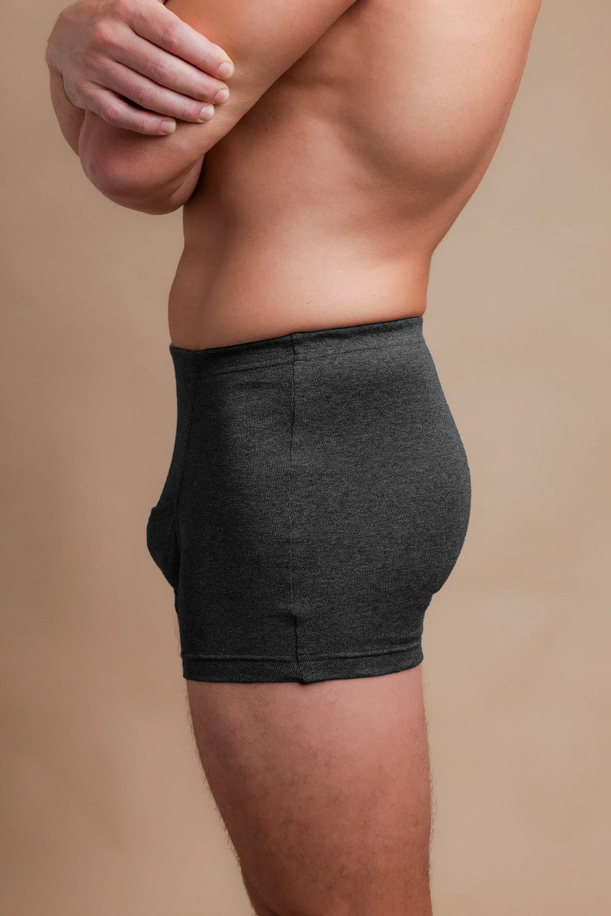 Men's Rib Elasticized Boxer Brief with Fly