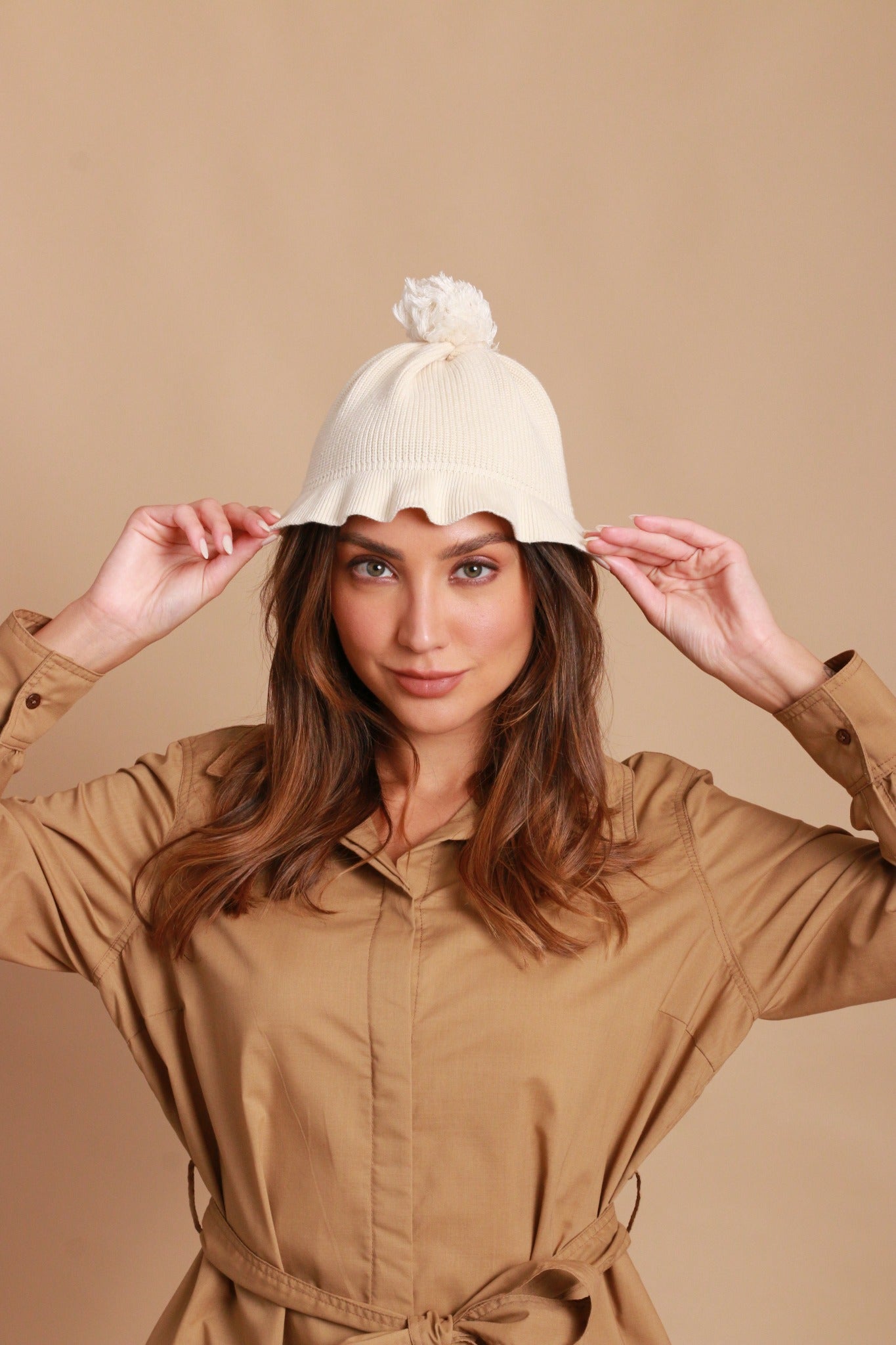 Allergiefreie Pom-Mütze für Damen