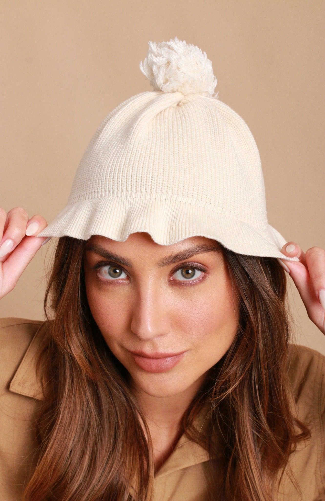 Allergiefreie Pom-Mütze für Damen