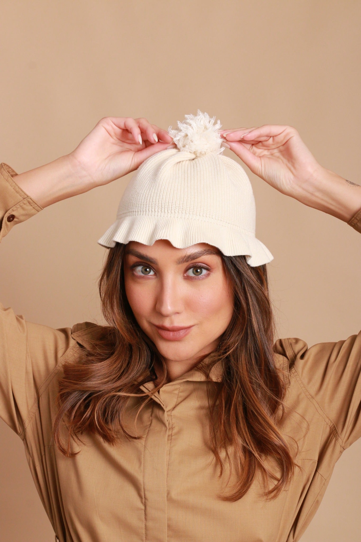 Allergiefreie Pom-Mütze für Damen