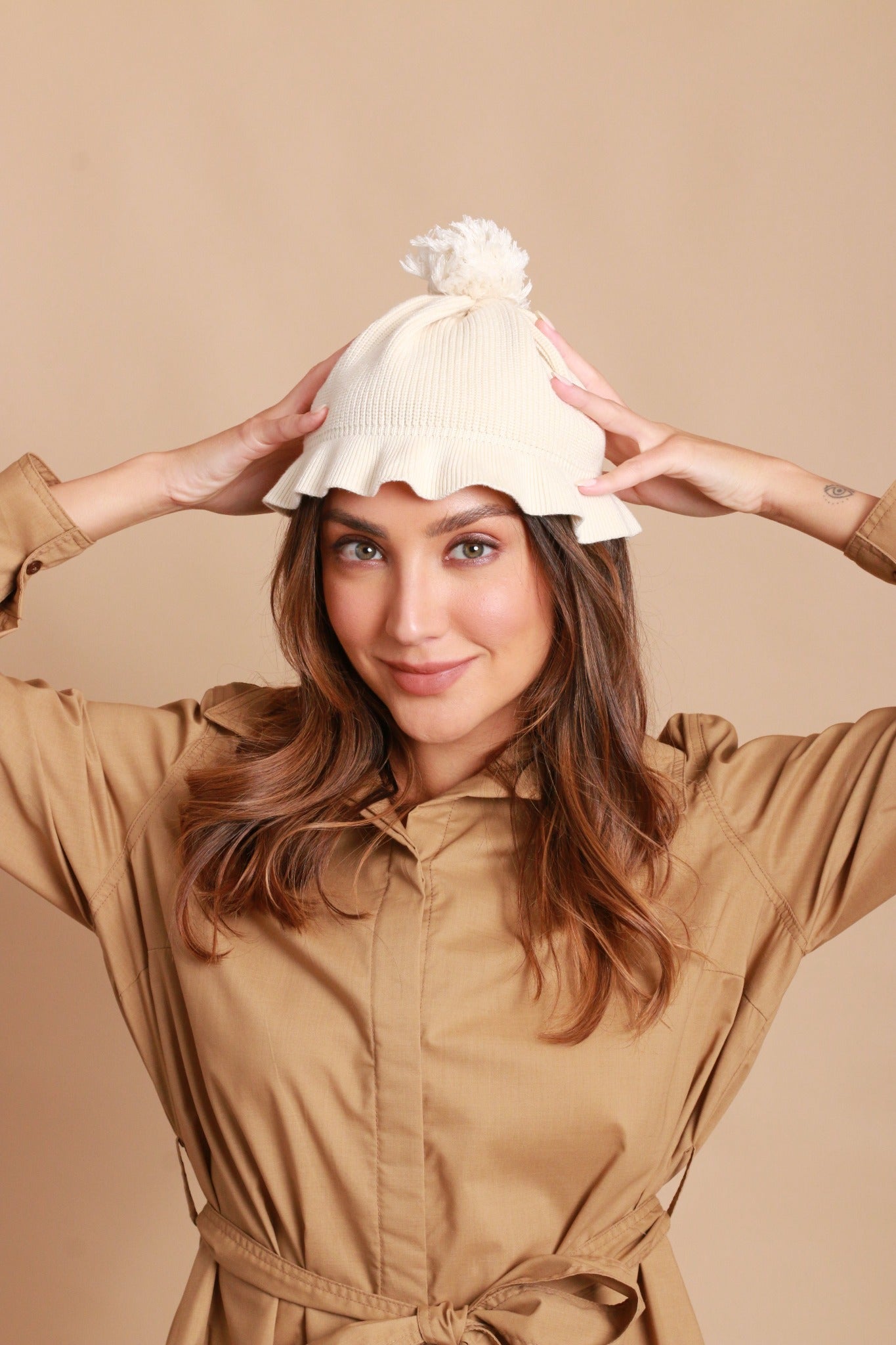 Allergiefreie Pom-Mütze für Damen