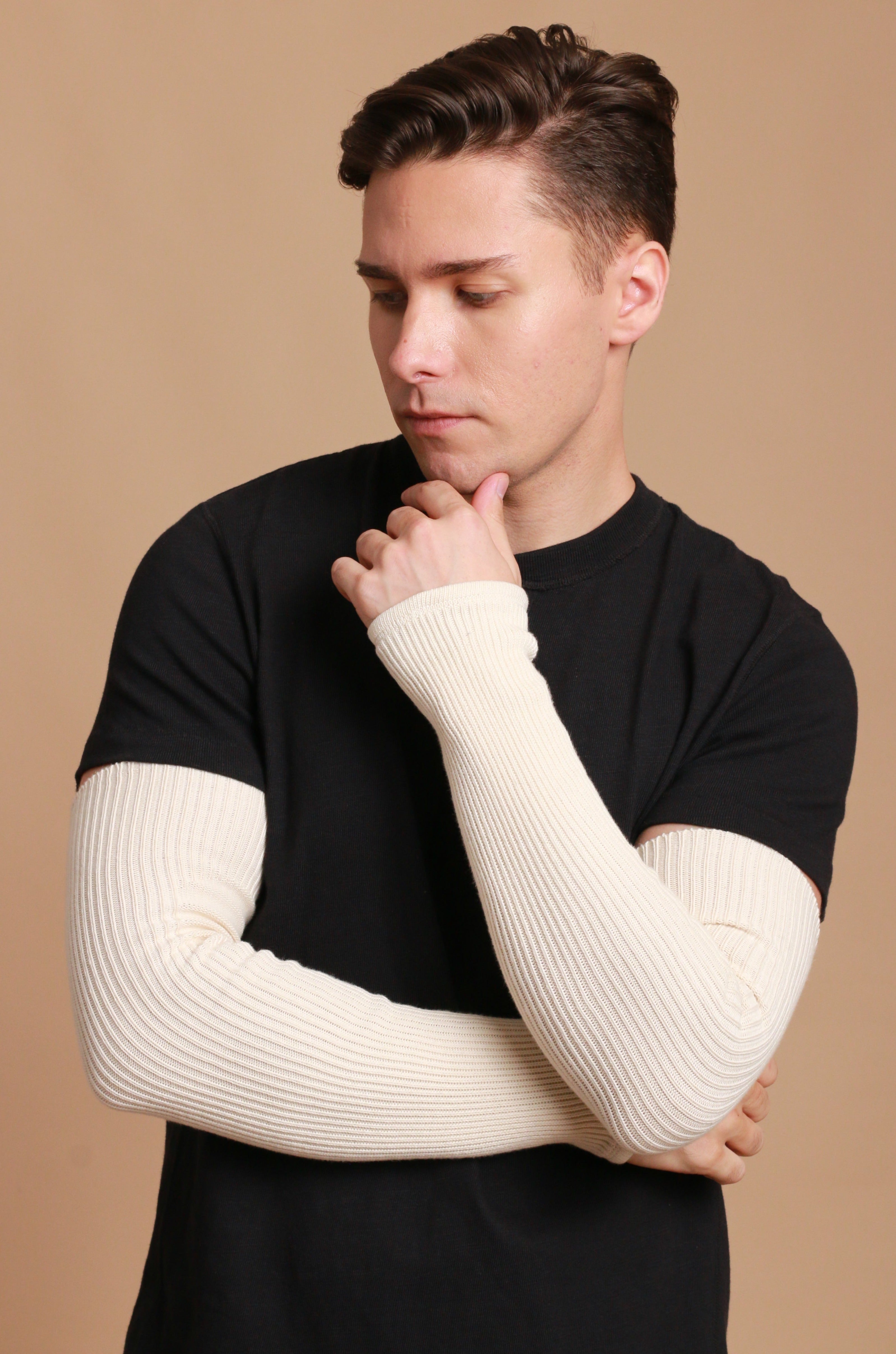 Gestrickte Armstulpen für Herren aus 100 % Bio-Baumwolle