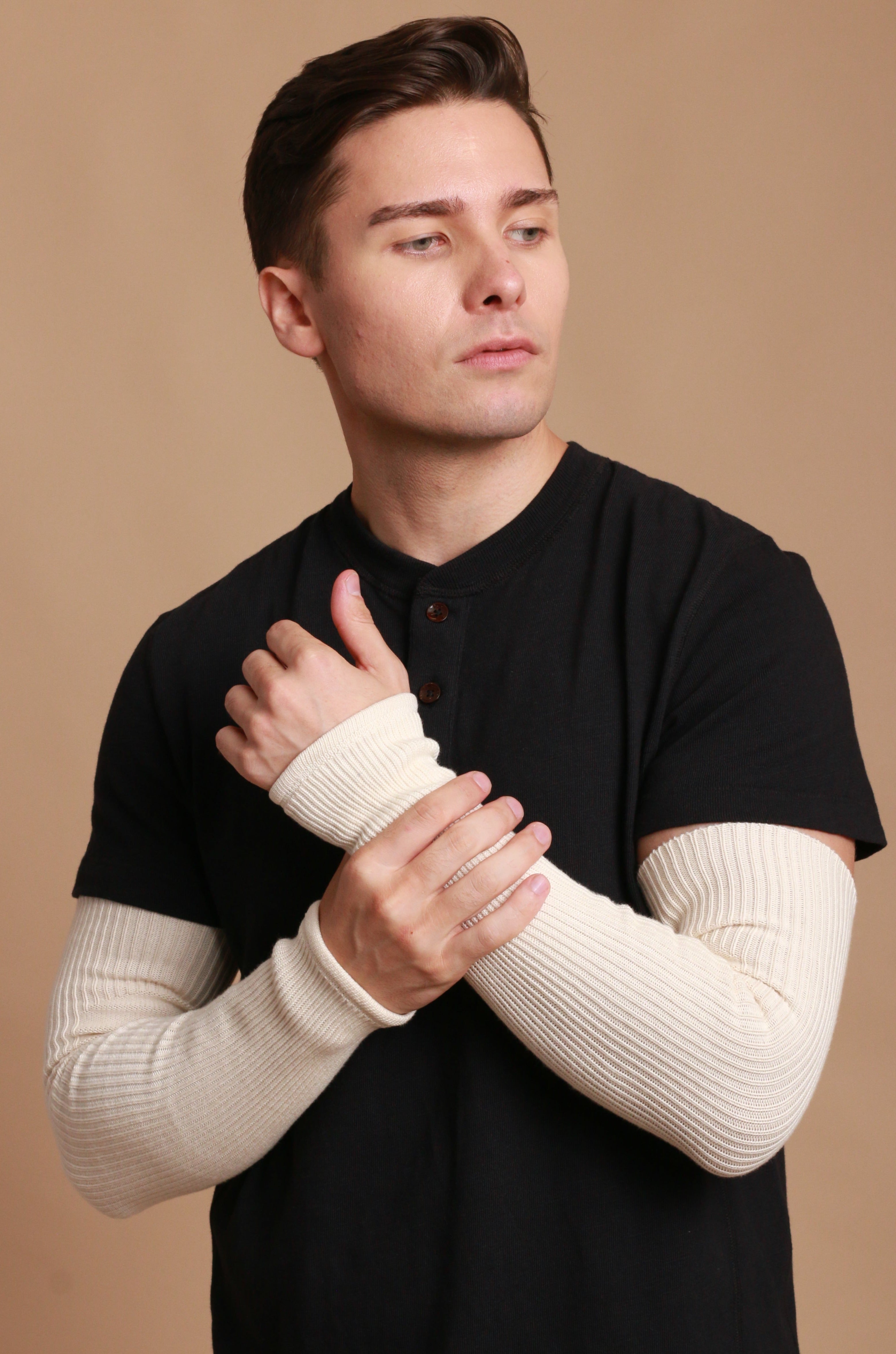 Gestrickte Armstulpen für Herren aus 100 % Bio-Baumwolle