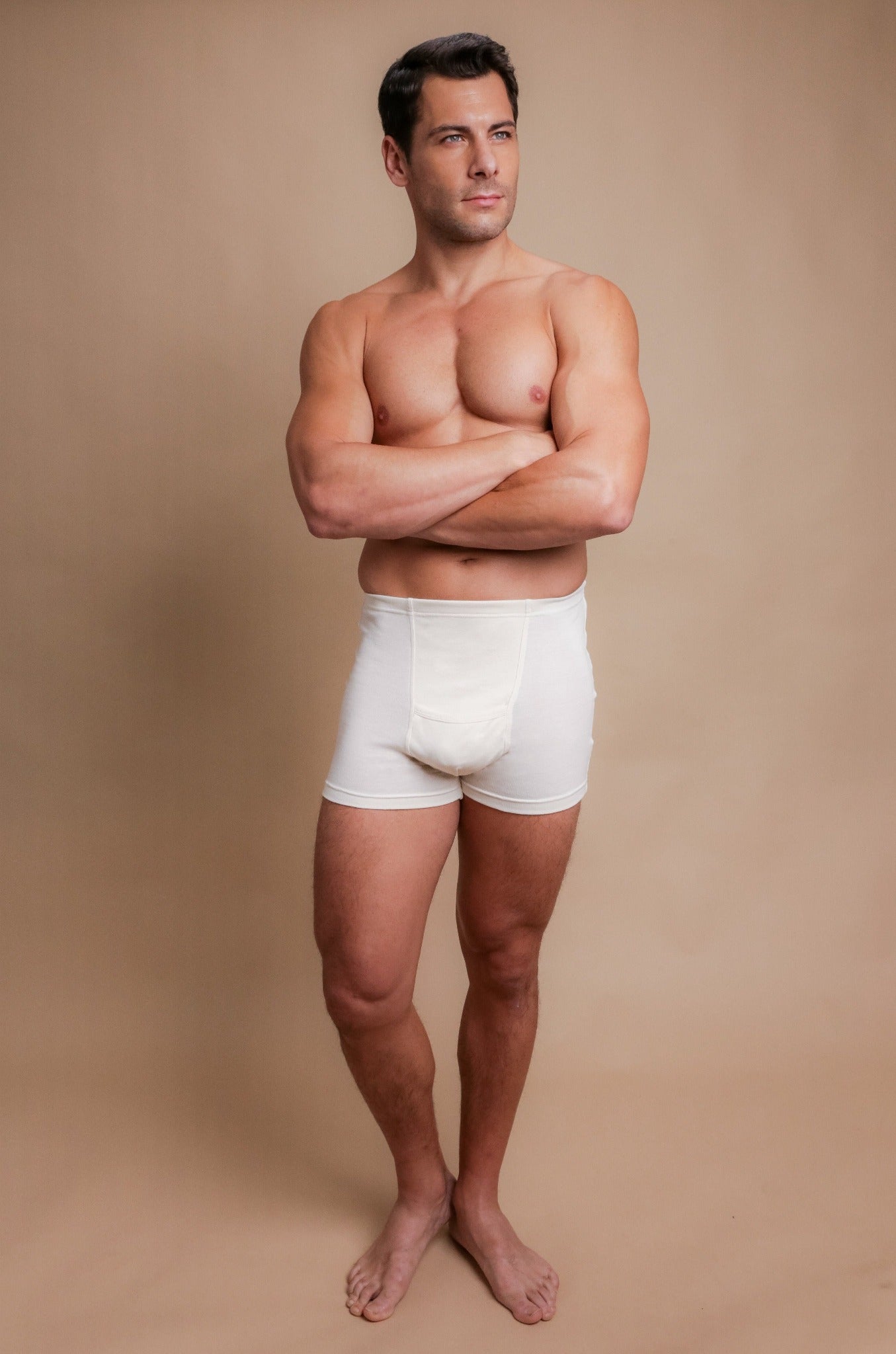 Gerippter, elastischer Herren-Boxershorts mit Eingriff