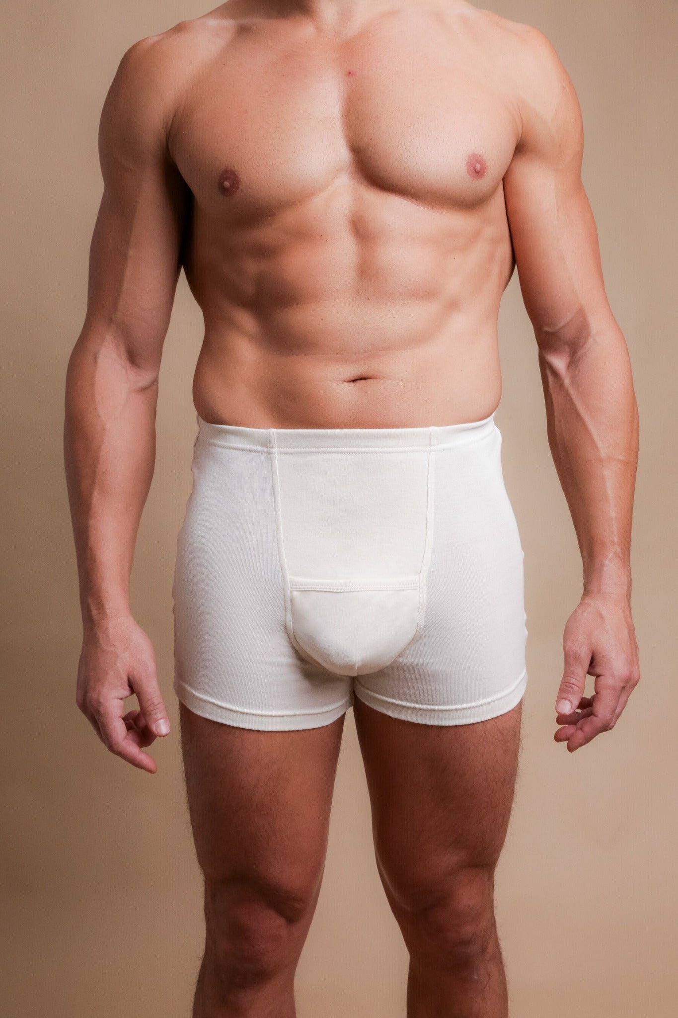 Gerippter, elastischer Herren-Boxershorts mit Eingriff