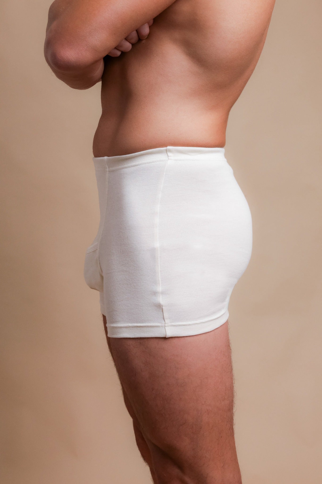 Gerippter, elastischer Herren-Boxershorts mit Eingriff
