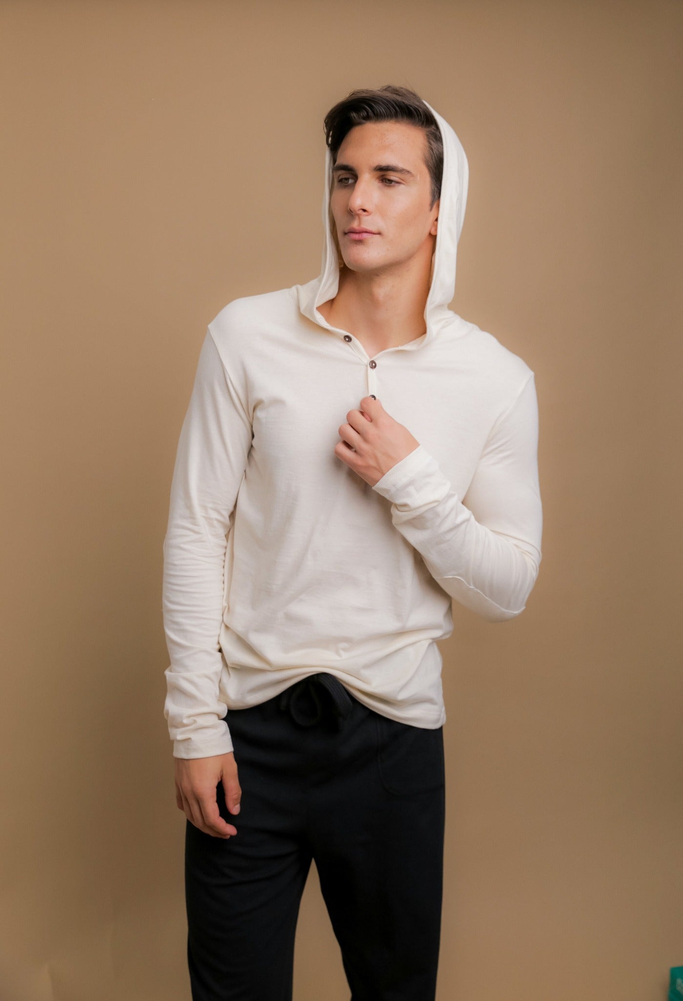 Langärmliger, leichter Jersey-Hoodie für Herren