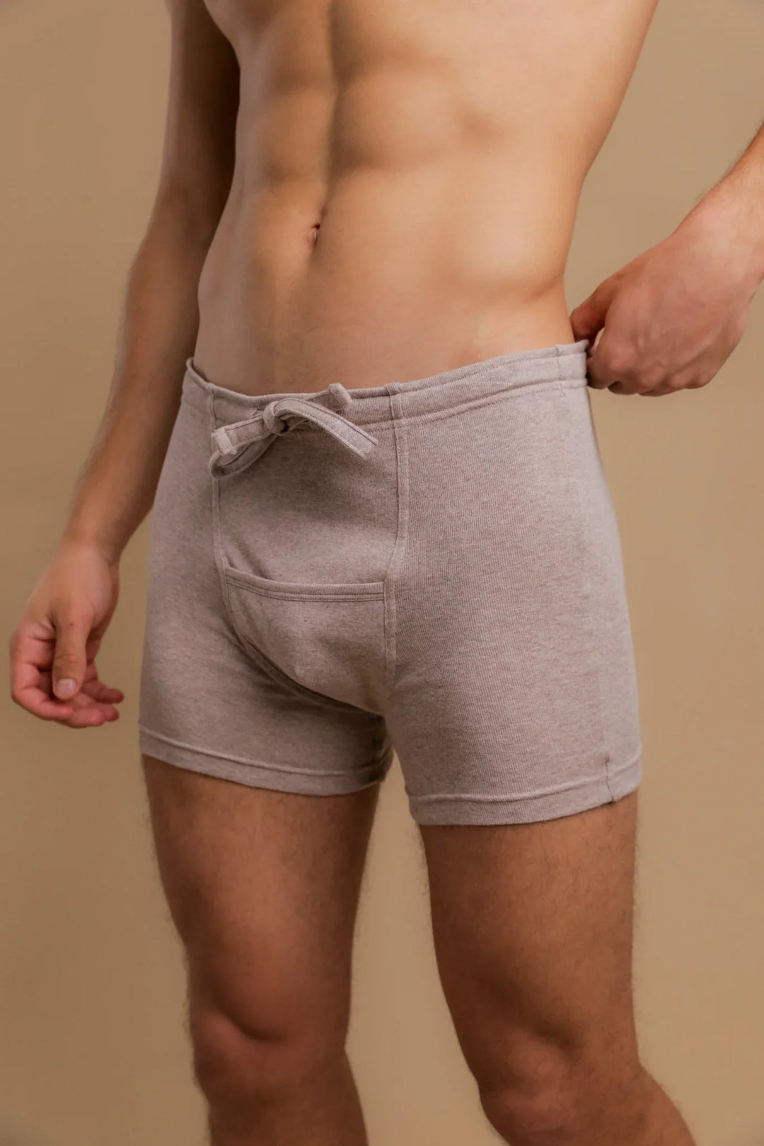 Boxer côtelé avec cordon de serrage et braguette pour homme