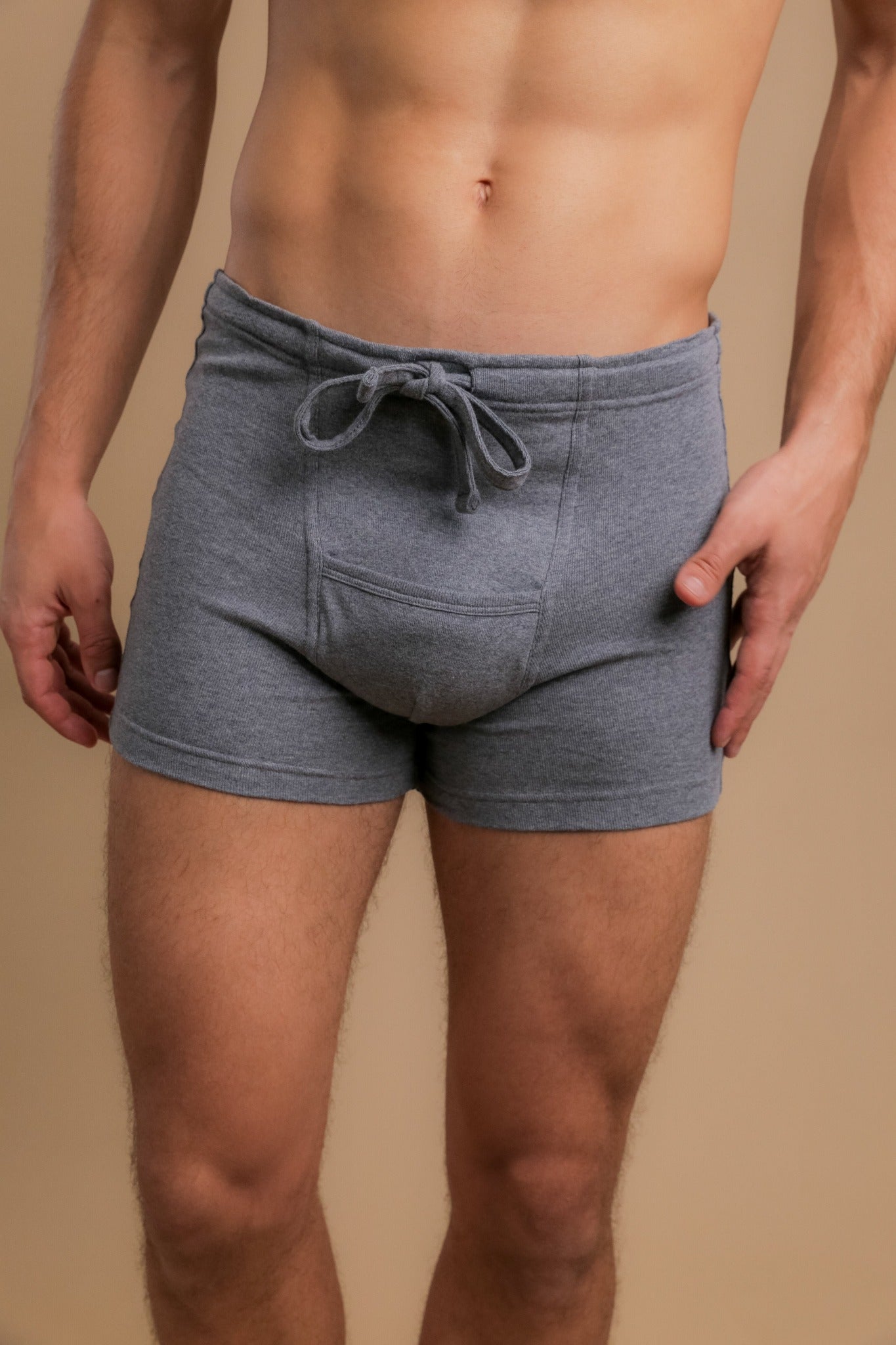 Men's Rib Drawstring Boxer Brief with Fly