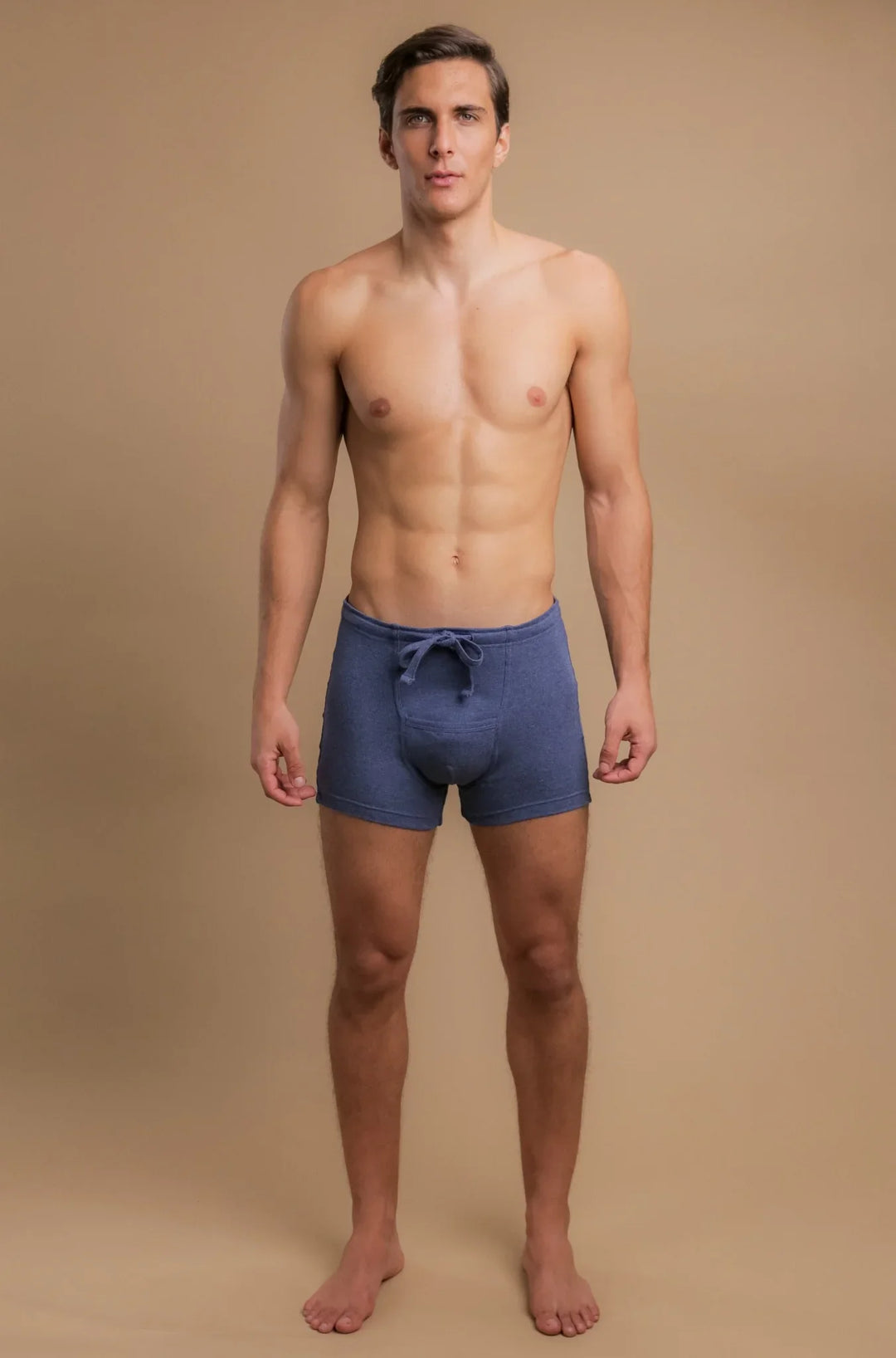 Boxer côtelé avec cordon de serrage et braguette pour homme