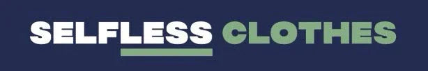 Text logo reading 'SELFLESS CLOTHES' in bold white and green on a dark blue background