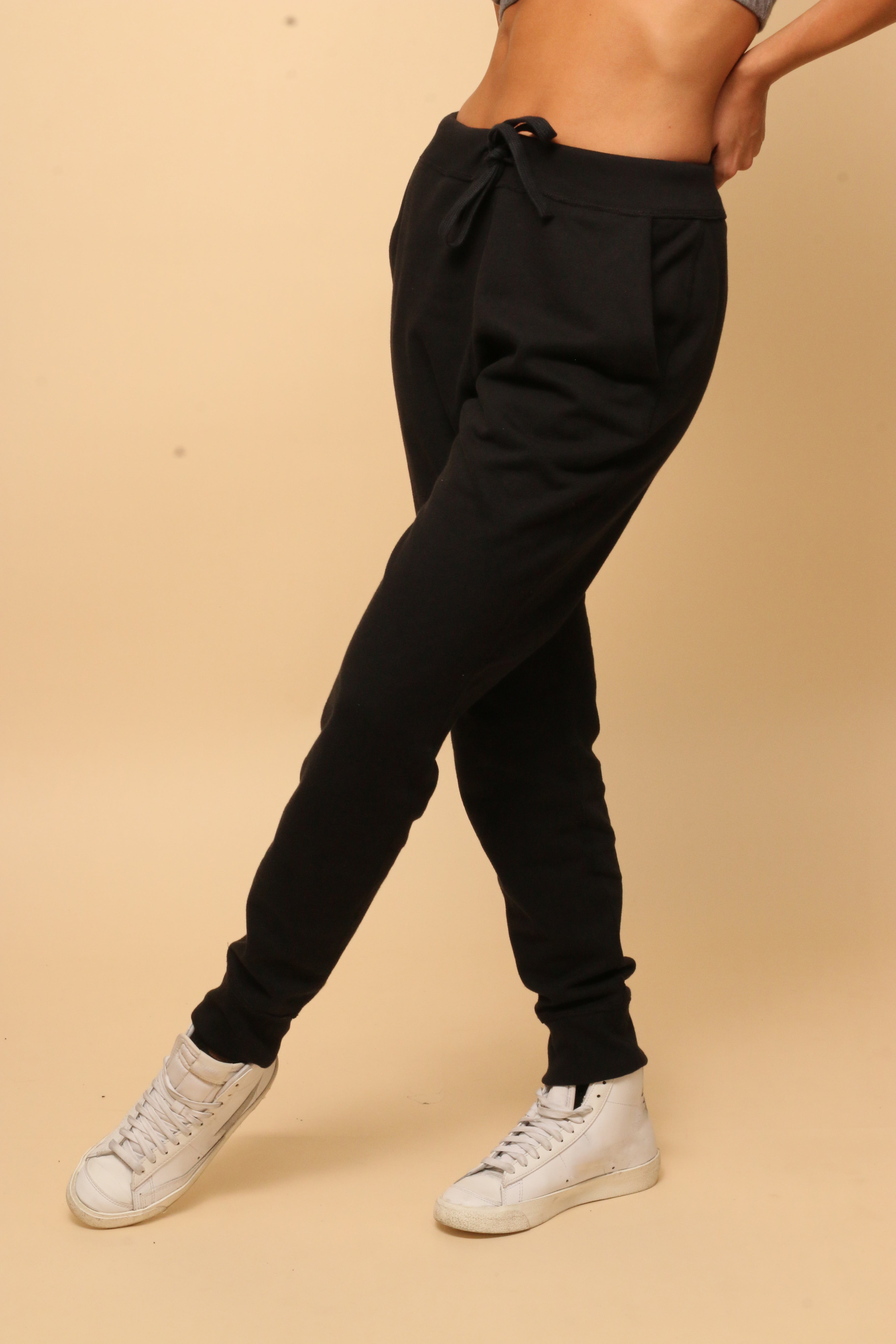 Women's Allergy-Free French Terry Elasticized Jogger Sweatpants with Drawstrings