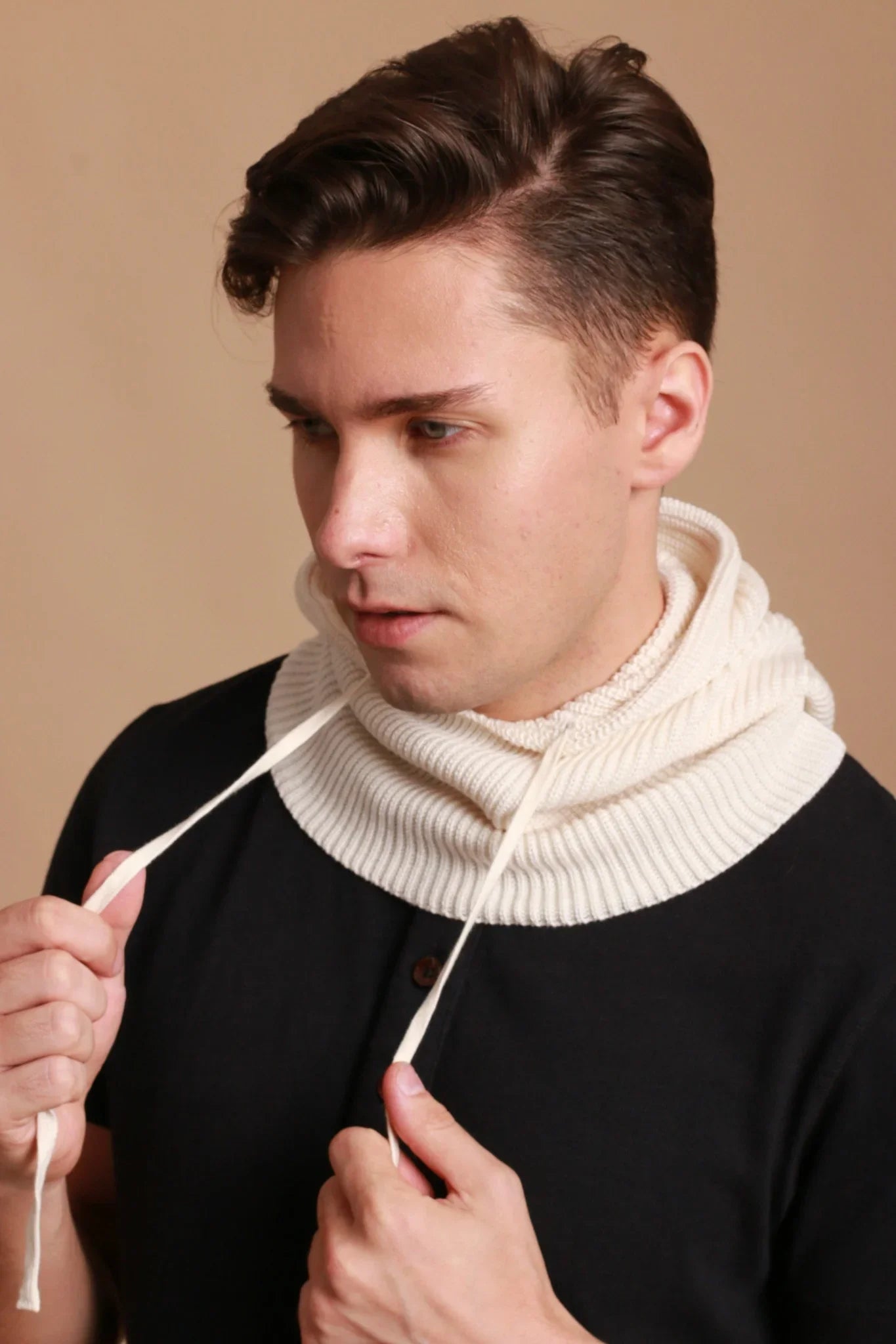 Allergy-Free Knitted Snood with Drawstring