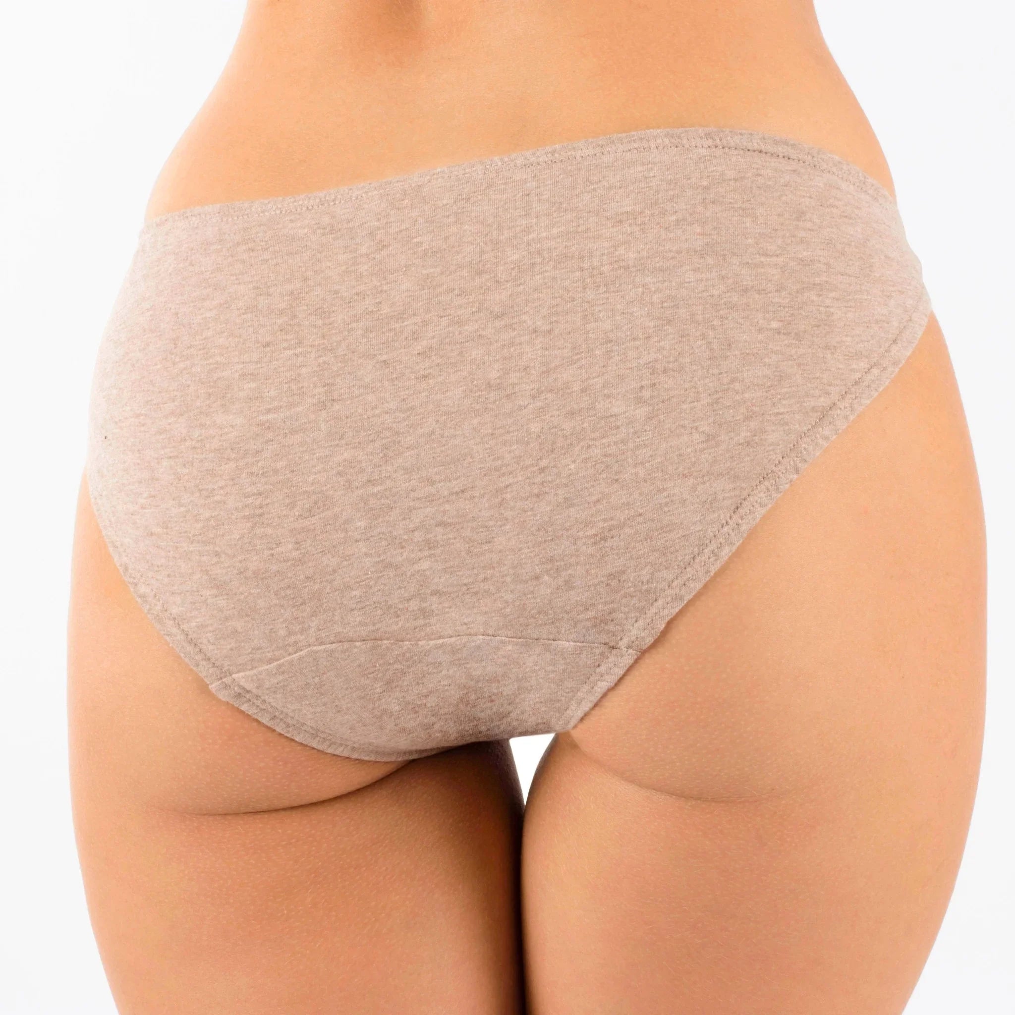 Back view of hypoallergenic melange brown cotton bikini brief by Cottonique