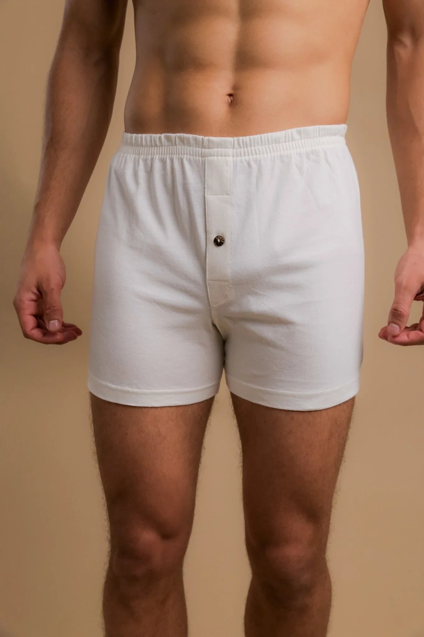 Men's white hypoallergenic cotton boxer shorts with button fly by Cottonique